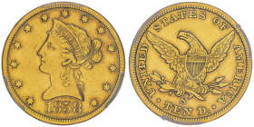 10 Dollars, San Francisco, 1858 S, AU 16.72 g.
Ref : Fr.157, KM#66.2
Conservation : PCGS XF 45