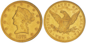 10 Dollars, San Francisco, 1871 S, AU 16.72 g.
Ref : Fr.160, KM#102
Conservation : NGC AU 53