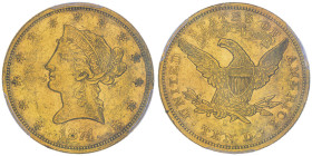 10 Dollars, San Francisco, 1874 S, AU 16.72 g.
Ref : Fr.160, KM#102
Conservation : PCGS XF 45