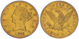 10 Dollars, Carson City, 1876 CC, AU 16.72 g.
Ref : Fr.161, KM#102
Conservation : PCGS VF 30. 
Quantité : 4.696 exemplaires. Très Rare