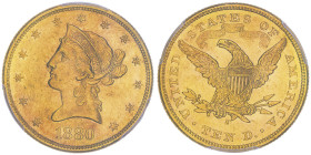10 Dollars, San Francisco, 1880 S, AU 16.72 g.
Ref : Fr.160, KM#102
Conservation : PCGS MS 62