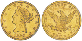 10 Dollars, Carson City, 1880 CC, AU 16.72 g.
Ref : Fr.161, KM#102
Conservation : PCGS AU 53
