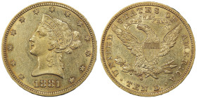 10 Dollars, New Orleans, 1881 O , AU 16.72 g.
Ref : Fr.159, KM#102
Conservation : PCGS AU 55