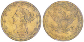 10 Dollars, Philadelphia, 1883, AU 16.72 g.
Ref : Fr.158, KM#102
Conservation : PCGS MS 61