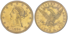 10 Dollars, Carson City, 1884 CC, AU 16.72 g.
Ref : Fr.161, KM#102
Conservation : PCGS XF 45