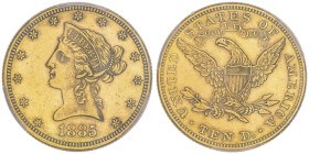 10 Dollars, Philadelphia, 1885, AU 16.72 g.
Ref : Fr.158, KM#102
Conservation : PCGS AU 58