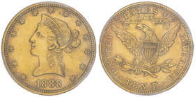 10 Dollars, Philadelphia, 1888, AU 16.72 g.
Ref : Fr.158, KM#102
Conservation : PCGS MS 62