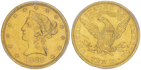 10 Dollars, New Orleans, 1888 O , AU 16.72 g.
Ref : Fr.159, KM#102
Conservation : PCGS AU 55