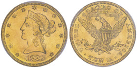 10 Dollars, San Francisco, 1889 S, AU 16.72 g.
Ref : Fr.160, KM#102
Conservation : PCGS MS 63