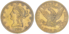 10 Dollars, Philadelphia, 1890, AU 16.72 g.
Ref : Fr.158, KM#102
Conservation : PCGS AU 55
