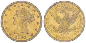 10 Dollars, Carson City, 1891 CC, AU 16.72 g.
Ref : Fr.161, KM#102
Conservation : PCGS MS 62