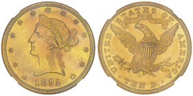 10 Dollars, San Francisco, 1892 S, AU 16.72 g.
Ref : Fr.160, KM#102
Conservation : NGC MS 62