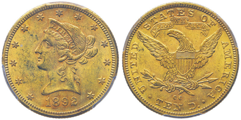 10 Dollars, Carson City, 1892 CC, AU 16.72 g.
Ref : Fr.161, KM#102
Conservation ...