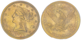 10 Dollars, Philadelphia, 1895, AU 16.72 g.
Ref : Fr.158, KM#102
Conservation : PCGS MS 62