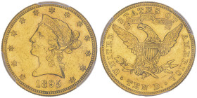 10 Dollars, San Francisco, 1895 S, AU 16.72 g.
Ref : Fr.160, KM#102
Conservation : PCGS AU 58