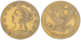10 Dollars, Philadelphia, 1896, AU 16.72 g.
Ref : Fr.158, KM#102
Conservation : PCGS MS 62