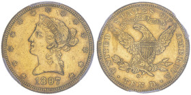 10 Dollars, New Orleans, 1897 O , AU 16.72 g.
Ref : Fr.159, KM#102
Conservation : PCGS AU 58