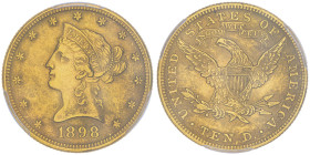 10 Dollars, Philadelphia, 1898, AU 16.72 g.
Ref : Fr.158, KM#102
Conservation : PCGS MS 62