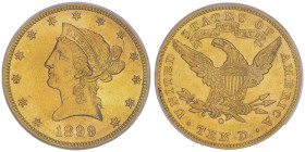 10 Dollars, New Orleans, 1899 O , AU 16.72 g.
Ref : Fr.159, KM#102
Conservation : PCGS AU 58
Serial : 68 / Coin : 157