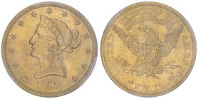 10 Dollars, Philadelphia, 1900, AU 16.72 g.
Ref : Fr.158, KM#102
Conservation : PCGS MS 63