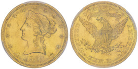 10 Dollars, Philadelphia, 1905, AU 16.72 g.
Ref : Fr.158, KM#102
Conservation : PCGS MS 62