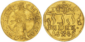 Danemark
Christian IV, 1588-1648
Ducat 1645, Kopenhagen, AU 3,49 g. 
Ref : Fr. 39, Hede 33.
Conservation : A peut-être été monté sinon TTB. Rare