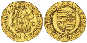 Hungarie
Sigismund 1387-1437
Gulden, Buda, 1411, AU 3.52 g.
Ref : Fr. 16, Pohl D 1 - 11 
Conservation : Superbe