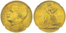 100 Lire, Roma, 1912 R, AU 32.25 g.
Ref : Cud. 1228b (R2), MIR 1115b, Pag. 641, Fr. 26 Conservation : NGC MS 64
Quantité : 4946 exemplaires. Rarissime...