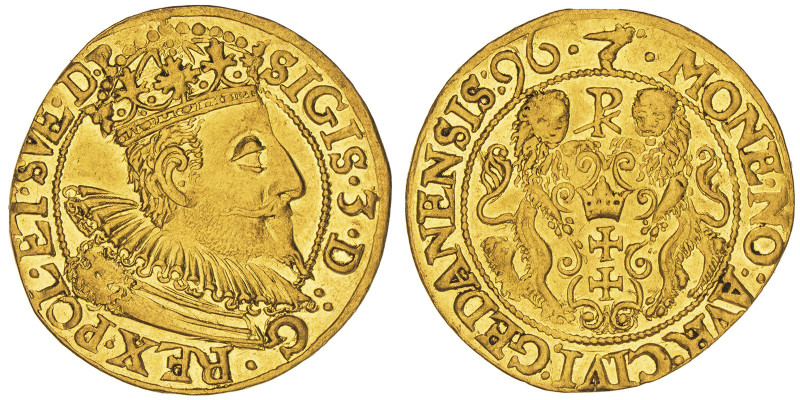 Poland
Sigismund III Vasa, 1587-1632
Ducat, Gdansk (Danzig), 1596, AU 3.41 g.
Re...