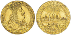 Poland, John II Casimir 1648-1668
3 Ducats 1650, Danzig, AU 10.27 g.
Avers : .IOAN CAS D:G REX POL & SUEC M D L R PRUS Buste du roi en couronne et arm...