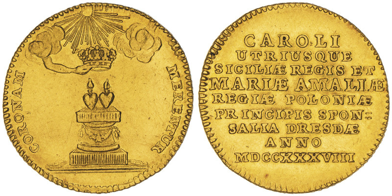 August III, 1733-1763
Ducat, Dresden, 1738 pour le mariage de Maria Amalia avec ...