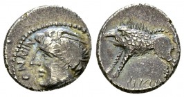 The Rauraci AR Quinarius, Ninno type 

Celtic, Central Europe. The Rauraci . AR Quinarius (12-13 mm, 1.48 g), mid 1st century BC.
Obv. NINNO, Drape...