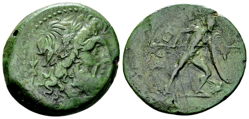 The Brettii, reduced AE Uncia, c. 211-208 BC 

 Bruttium, The Brettii. AE Redu...