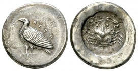 Akragas AR Didrachm, c. 500-490 BC 

Sicily, Akragas . AR Didrachm (20-21 mm, 8.25 g), c. 500-490 BC.
Obv. AKPA, Eagle standing left.
Rev. Crab.
...