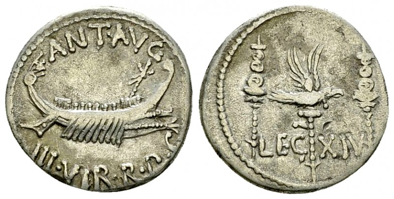 Marcus Antonius AR Denarius, LEG XIV 

 Marcus Antonius . AR Denarius (17 mm, ...