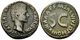 Augustus AE As, M. Salvius Otho 

 Augustus (27 BC-14 AD). AE As (26 mm, 11.11 g), Rome, 7 BC. Moneyer M. Salvius Otho.
Obv. CAESAR AVGVST PONT MAX...