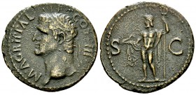 Agrippa AE As, Neptune reverse 

 Agrippa (+12). AE As (28-29 mm, 9.82 g), Rome, struck under Caius (Caligula), 37-41 AD. Obv. M AGRIPPA L F COS III...