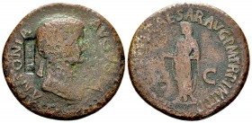 Antonia AE Dupondius, countermarked 

 Antonia (+ 37 AD). AE Dupondius (30 mm, 14.37 g), Rome, c. 42-43 AD.
 Obv. ANTONIA AVGVSTA, draped bust to r...