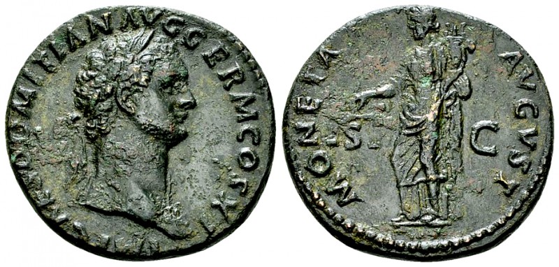 Domitianus AE As, Moneta reverse 

 Domitianus (81-96 AD). AE As (25-27 mm, 10...