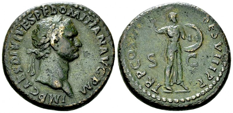 Domitianus AE As, Minerva reverse 

 Domitianus (81-96 AD). AE As (28 mm, 14.1...