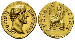 Antoninus Pius Aureus, Roma reverse 

 Antoninus Pius (138-161 AD). Aureus (19-20 mm, 7.25), Rome, 145-161 AD.
Obv. ANTONINVS AVG PIVS P P, Laureat...