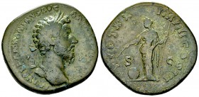 Marcus Aurelius AE Sestertius, Providentia reverse 

 Marcus Aurelius (161-180 AD). AE Sestertius (31-33 mm, 23.30 g), Rome, 165/166 AD.
Obv. M AVR...