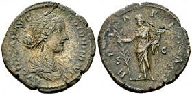 Lucilla AE Sestertius, Hilaritas reverse 

 Lucilla . AE Sestertius (33 mm, 19.12 g), Rome, 164-166.
Obv. LVCILLAE AVG ANTONINI AVG F, Draped bust ...