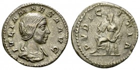 Iulia Maesa AR Denarius, Pudicitia reverse 

 Iulia Maesa (218-224 AD). AR Denarius (19 mm, 3.06 g), Rome.
Obv. IVLIA MAESA AVG, draped bust to rig...