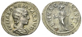 Iulia Soaemias AR Denarius, Venus reverse 

 Iulia Soaemias (218-222 AD). AR Denarius (18-20 mm, 2.91 g), Rome, 218 AD.
Obv. IVLIA SOAEMIAS AVGVSTA...