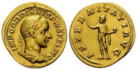 Gordianus III Pius Aureus, Sol reverse 

 Gordianus III Pius (238-244 AD). Aureus (20-21 mm, 4.42 g), Rome, c. 241-243.
Obv. IMP GORDIANVS PIVS FEL...