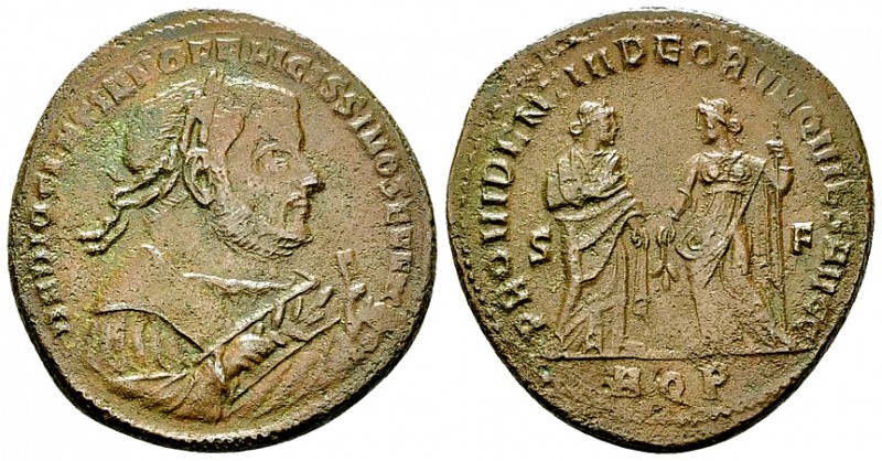 Diocletianus abdication Follis, Aquileia mint 

 Diocletianus (284-305 AD). AE...