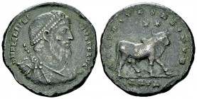 Iulianus II AE Nummus, Bull reverse 

 Julianus II Apostata (360-363). AE Nummus (27 mm, 9.18 g), Antiochia, 361-363 AD.
 Obv. D N FL CL IVLIANVS P...