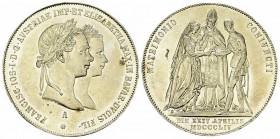 Franz I, AR Gulden 1854 A 

Austria. Franz I. AR Gulden 1854 A (12.98 g), Wien. Auf die Hochzeit mit Sissi.
Dav. 19.

Etwas gereinigt, sonst vorz...