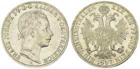 Franz Joseph I, AR Vereinstaler 1857 A 

Römisch-deutsches Reich. Franz Joseph I (1848-1916). AR Vereinstaler 1857 A (33 mm, 18.47 g).
 Dav 21; KM ...